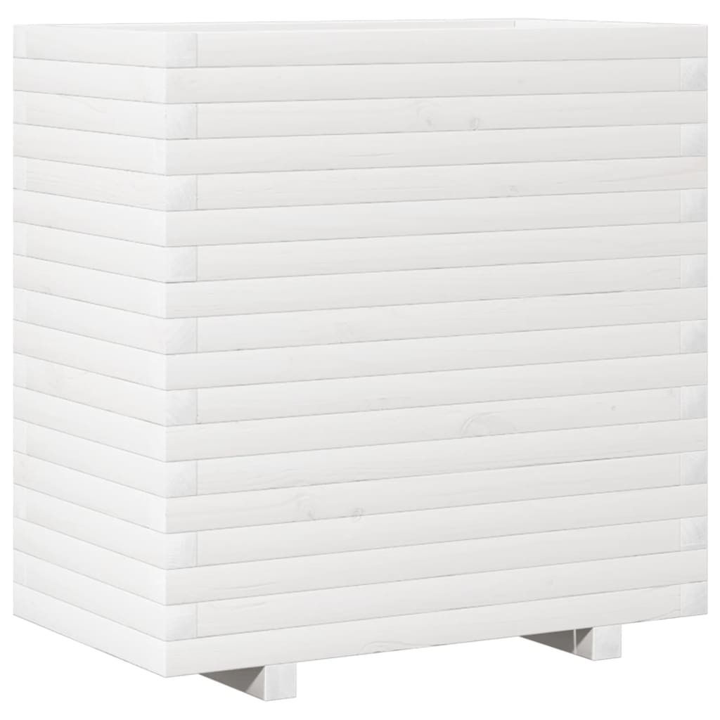 Jardinera De Madera Maciza De Pino Blanca 70x40x72 Cm_0