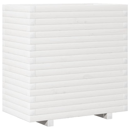 Jardinera De Madera Maciza De Pino Blanca 70x40x72 Cm_0