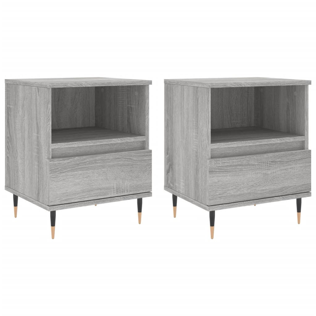 Mesita De Noche 2 Uds Madera Ingeniería Gris Sonoma 40x35x50 Cm_0