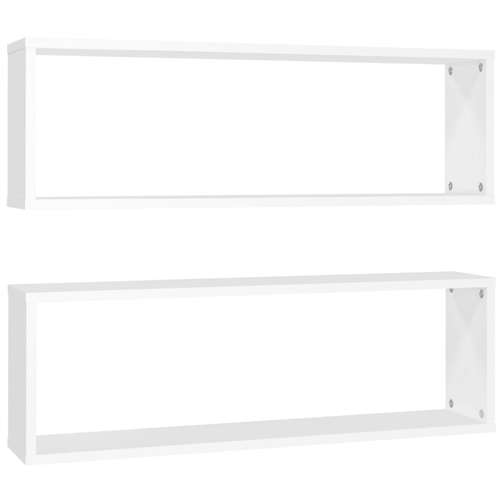 Estantes Cubo De Pared 2 Uds Contrachapado Blanco 80x15x26,5 Cm / Vetonek_1
