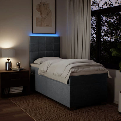 Cama Box Spring Con Colchón Tela Gris Claro 90x190 Cm / Vetonek_3