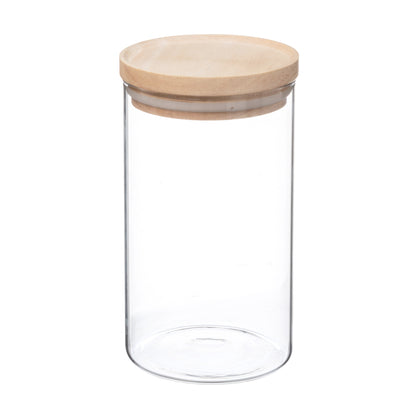 Wellhome - Tarro De Vidrio Y Madera, Cierre Hermético 1l