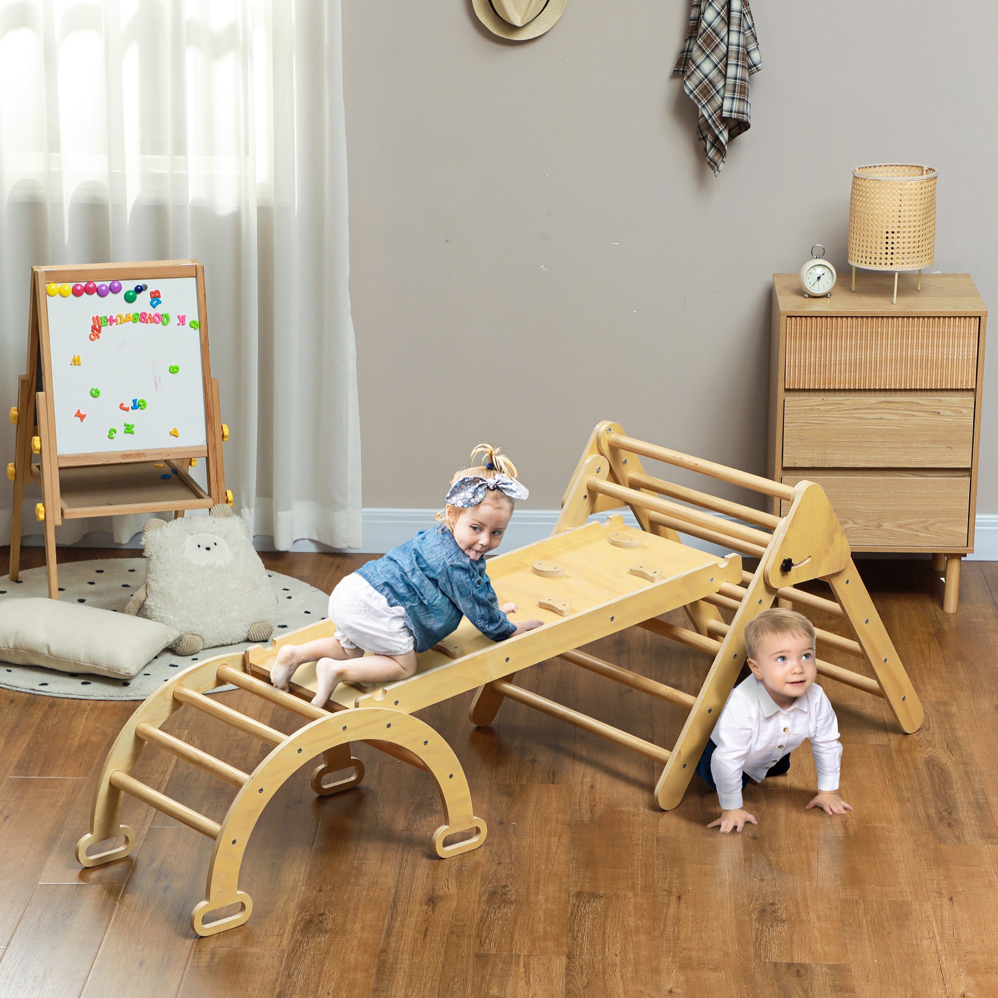 Aiyaplay 5 En 1 Triángulo De Escalada Montessori Con Arco Y Rampa_1