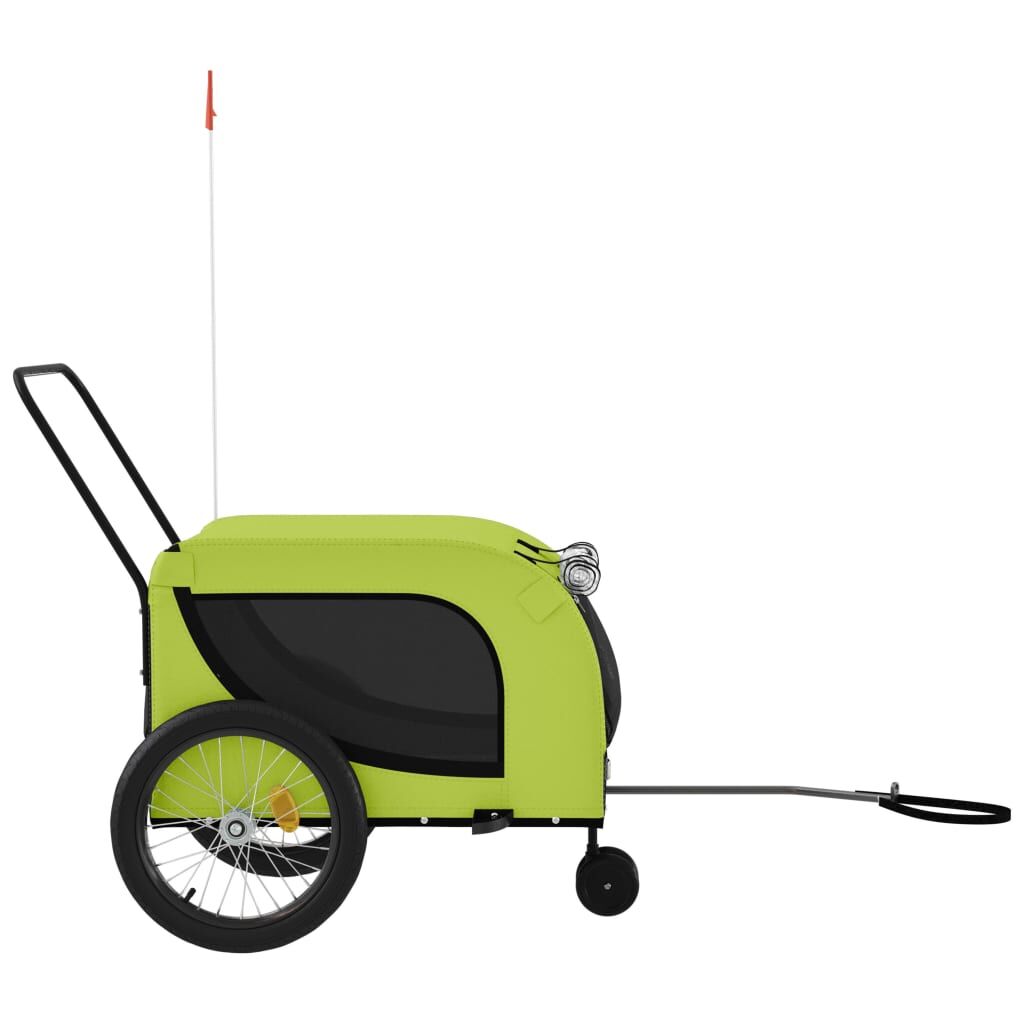 Vidaxl Remolque De Bicicleta Mascotas Hierro Tela Oxford Verde Negro_4