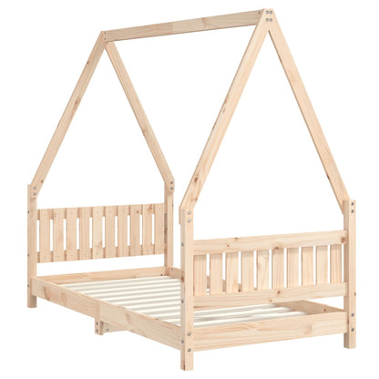 Estructura De Cama Para Niños Madera Maciza De Pino 80x160 Cm / Vetonek_0
