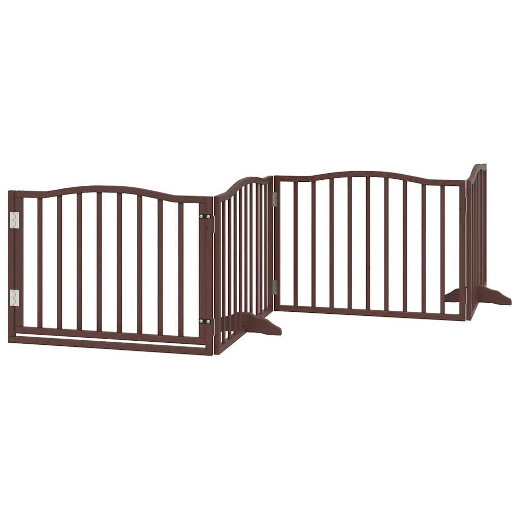 Vidaxl Puerta Para Perros Plegable 4 Paneles Álamo Marrón Roble 320 Cm_0