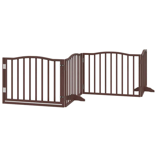 Vidaxl Puerta Para Perros Plegable 4 Paneles Álamo Marrón Roble 320 Cm_0