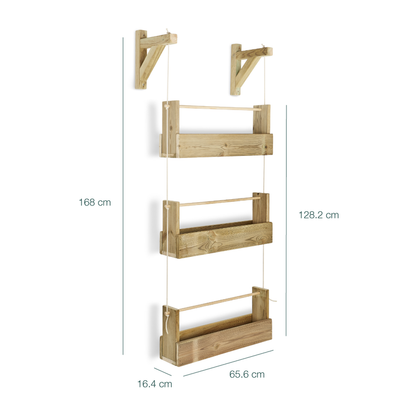 Jardinera Colgante Big Woody 3b De Madera Tratada Para Exterior Hortalia_3