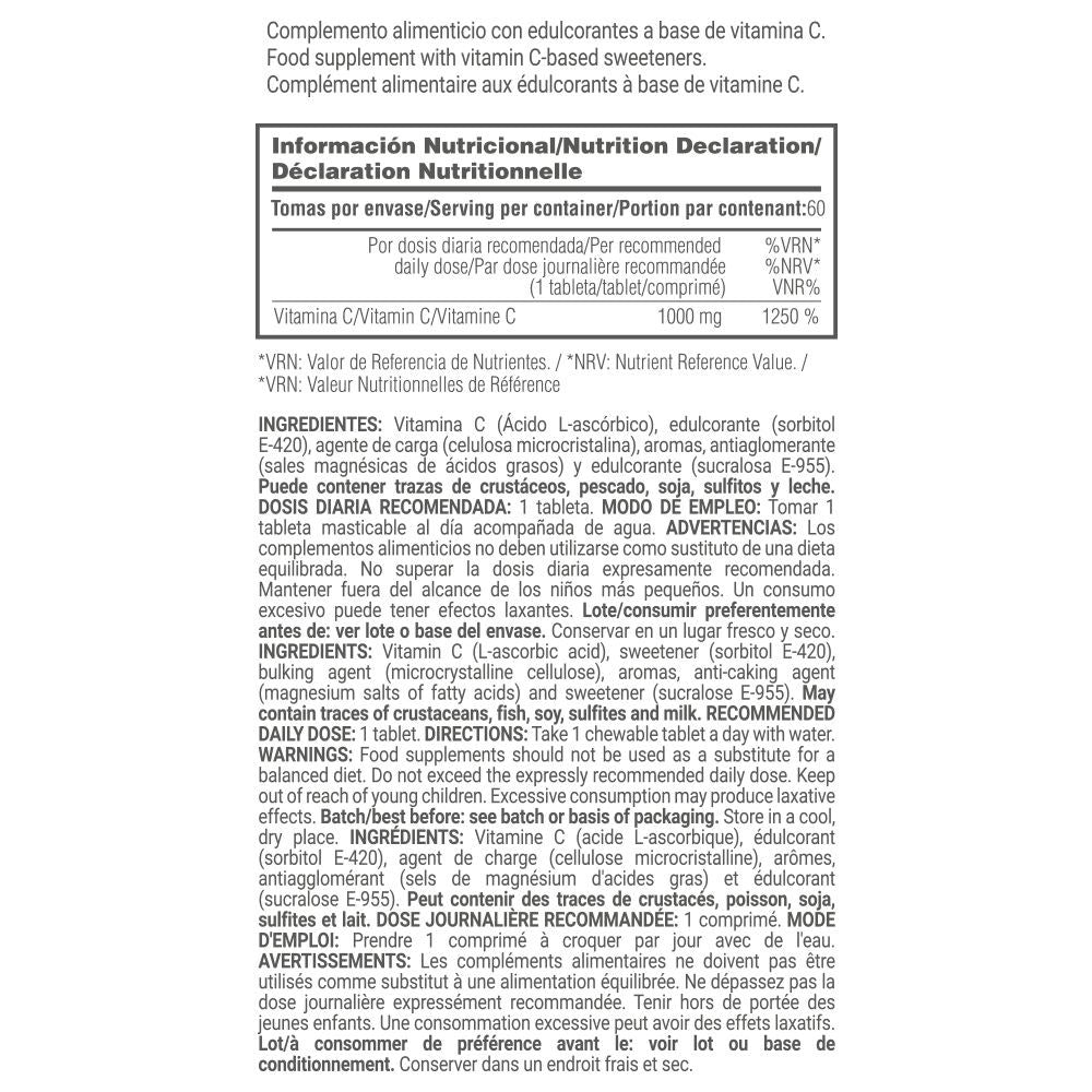 Vitamina C 1000mg Masticable - 60 Tabletas - Fresa Acida - Reduce La Fatiga - Masmusculo_5
