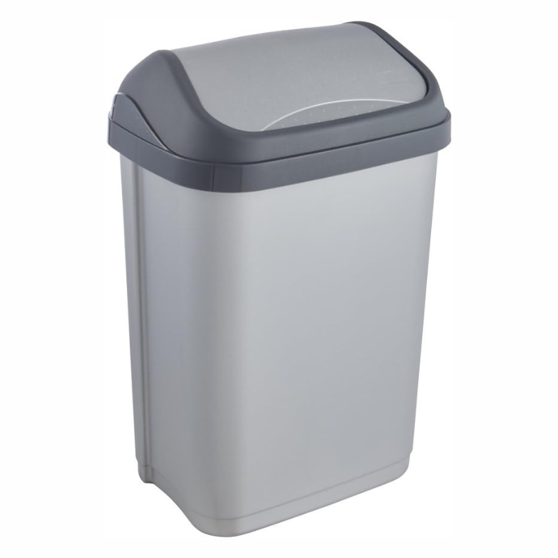 Cubo De Basura Con Tapa Basculante, 10 L, Swantje, Plateado_0