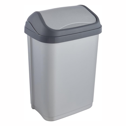 Cubo De Basura Con Tapa Basculante, 10 L, Swantje, Plateado_0