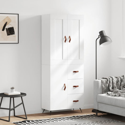 Aparador Alto Madera Contrachapada Blanco 69,5x34x180 Cm_0
