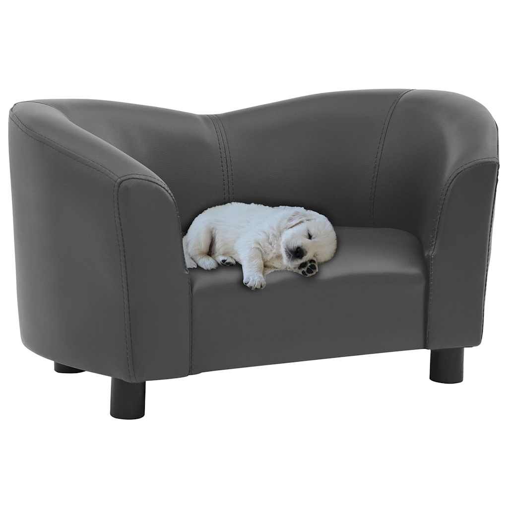 Vidaxl Sofá Para Perros Cuero Sintético Gris 67x41x39 Cm_1