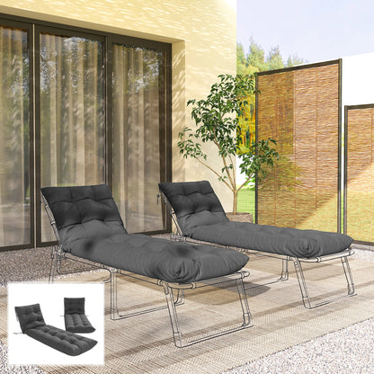 Outsunny Juego De 2 Cojines Para Tumbonas 180x55x8 Cm Con 4 Cintas Upf30+_1