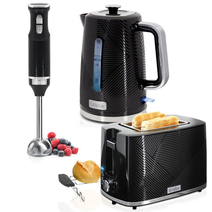 Briebe Elegance Set Tostadora Pan 2 Rebanadas Anchas + Hervidor Agua 1,7l Inalámbrico + Batidora Mano, Skt1186blk, Negro_0