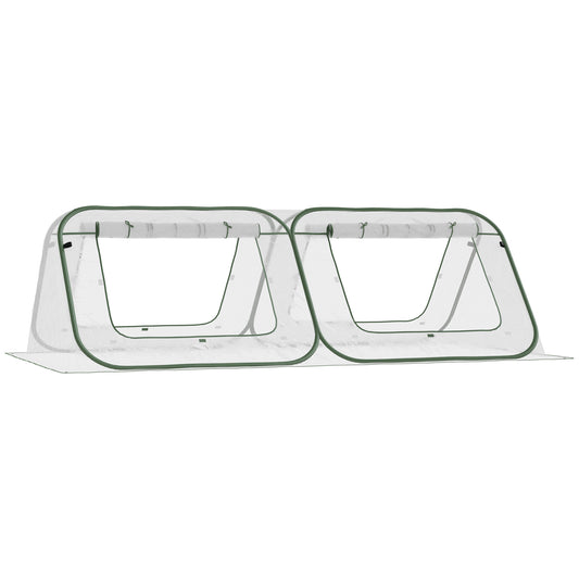Outsunny Mini Invernadero Jardín Pop Up 240x120x75 Cm Con 4 Puertas Enrollables_0