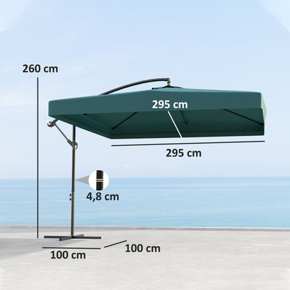 Outsunny Parasol Excéntrico Ø295 Cm Con Ángulo Ajustable Base Cruzada Verde_2