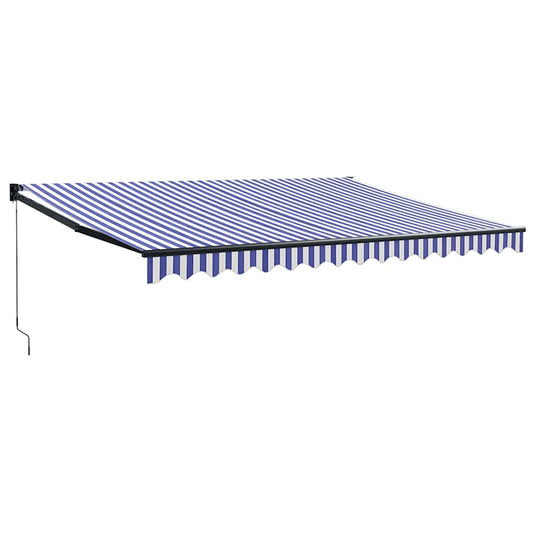 Toldo Retráctil Aluminio Y Tela Azul Y Blanco 4x3 M_0