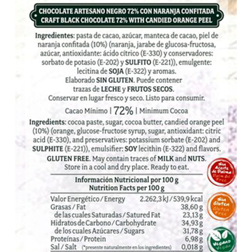 Chocolate Artesano Negro 72% Con Naranja Confitada_1