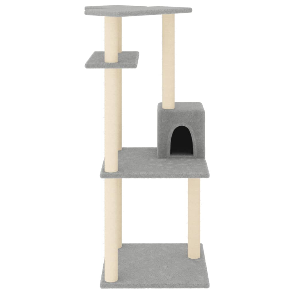 Rascador Para Gatos Con Postes De Sisal Gris Claro 123 Cm_2
