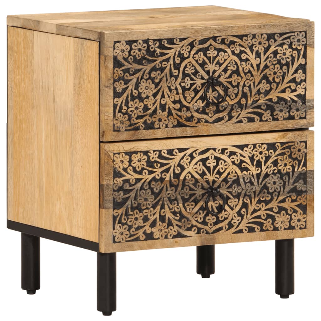 Mesitas De Noche 2 Uds Madera Maciza De Mango 40x33x46 Cm_3