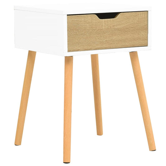 Mesita De Noche Madera Ingeniería Blanco Y Sonoma 40x40x56 Cm_0