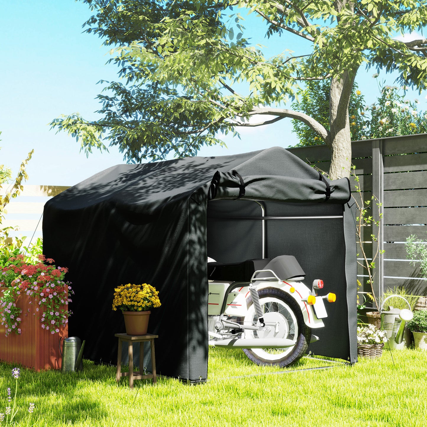 Outsunny Carpa De Jardín Exterior Para Herramientas 2,2x1,57x1,65 M Gris Oscuro_1