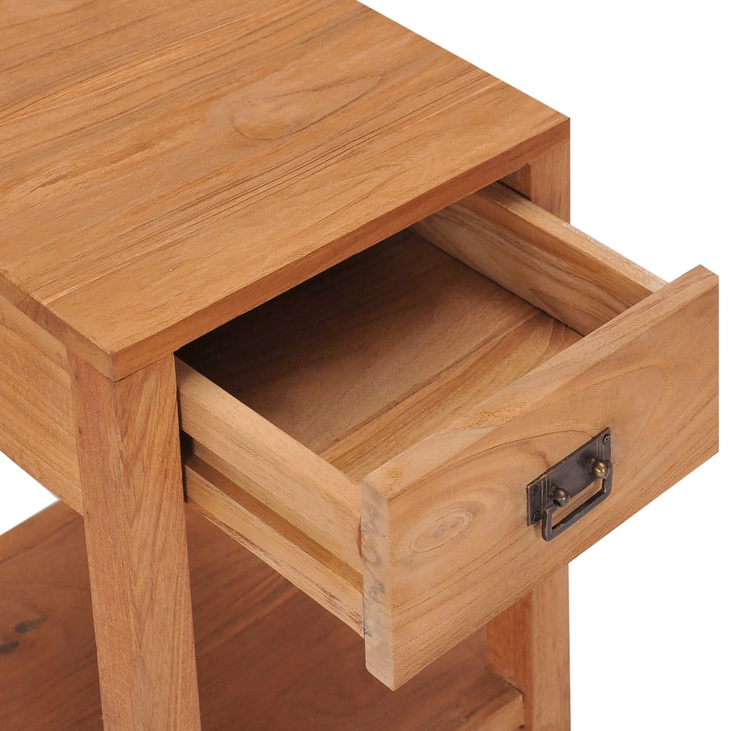 Mesita De Noche De Madera Maciza De Teca 35x35x50 Cm_2