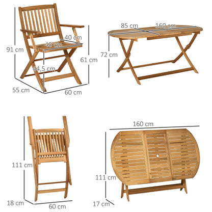 Outsunny Conjunto De Jardín Madera Plegable 7 Piezas Mesa De Comedor Y 6 Sillas_2