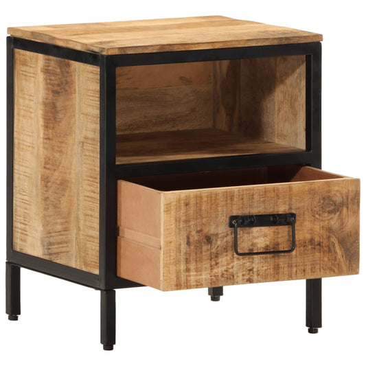 Mesita De Noche Madera Maciza De Mango 40x35x50 Cm_0
