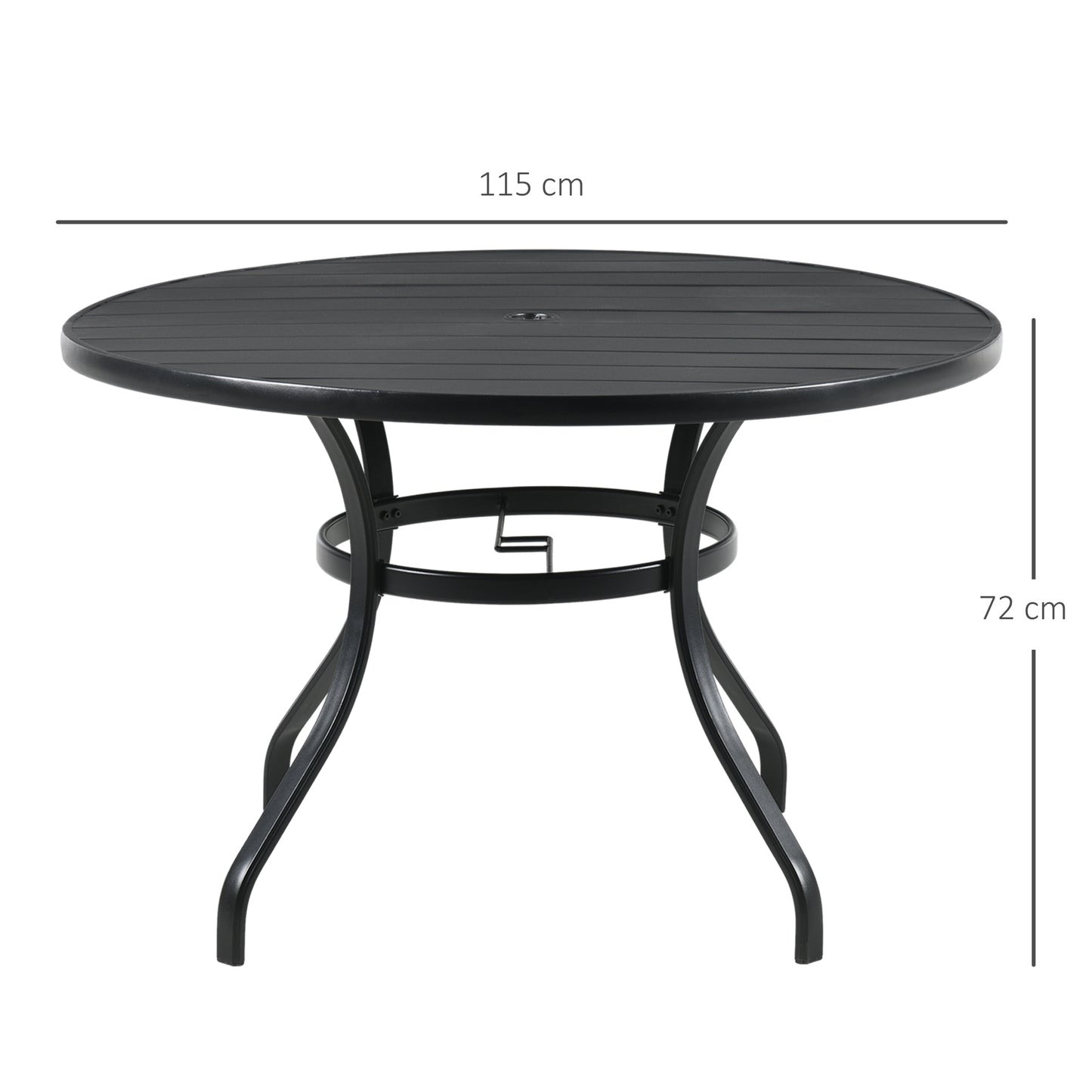 Outsunny Mesa Jardín Exterior Redonda De Acero Desmontable Ø115x72 Cm Negro_2