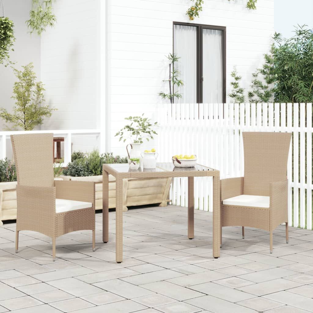 Vidaxl Sillas De Jardín Con Cojines 2 Unidades Ratán Sintético Beige_1
