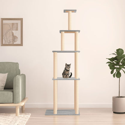 Vidaxl Rascador Para Gatos Con Postes De Sisal Gris Claro 183 Cm_1