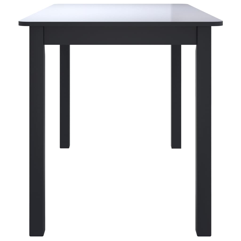 Mesa De Comedor De Madera Maciza De Caucho Negro 114x71x75 Cm_2