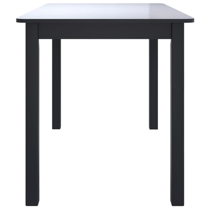 Mesa De Comedor De Madera Maciza De Caucho Negro 114x71x75 Cm_2