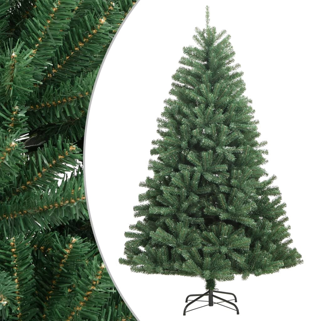 Vidaxl Árbol De Navidad Artificial Con Bisagras Y Soporte Verde 210 Cm_0