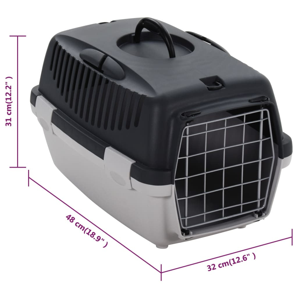 Vidaxl Transportín De Mascotas Pp Gris Y Negro 48x32x31 Cm_2