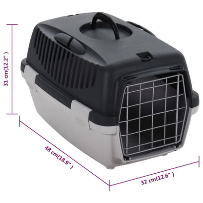 Vidaxl Transportín De Mascotas Pp Gris Y Negro 48x32x31 Cm_2