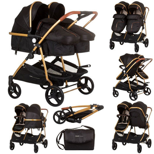Carrito De Bebé Gemelar Dúo Smart Obsidian Gold_0