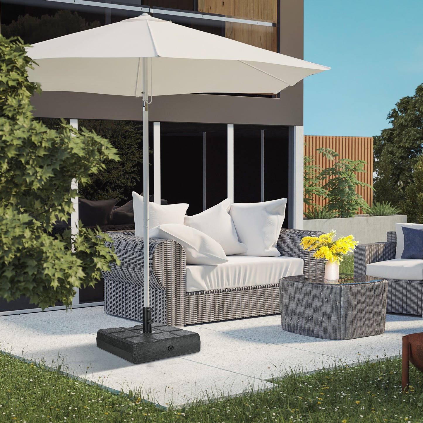 Outsunny Base De Sombrilla Rellenable De Agua 30 Kg Y Arena 40 Kg 49x49x36,5 Cm_1
