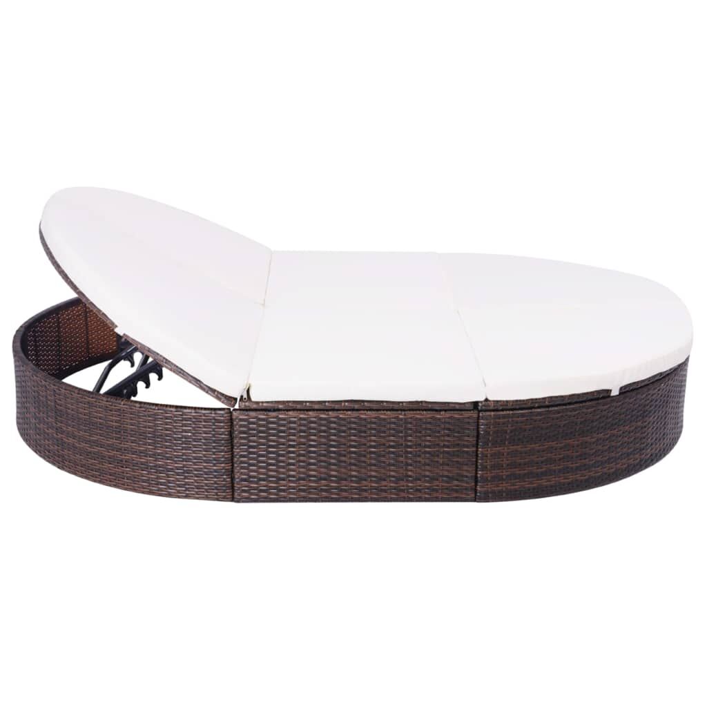 Vidaxl Tumbona De Jardín Con Cortinas De Ratán Sintético Marrón_3