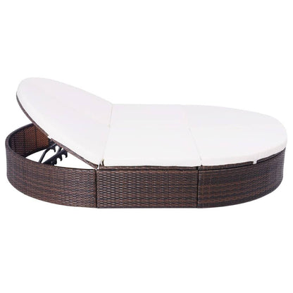 Vidaxl Tumbona De Jardín Con Cortinas De Ratán Sintético Marrón_3