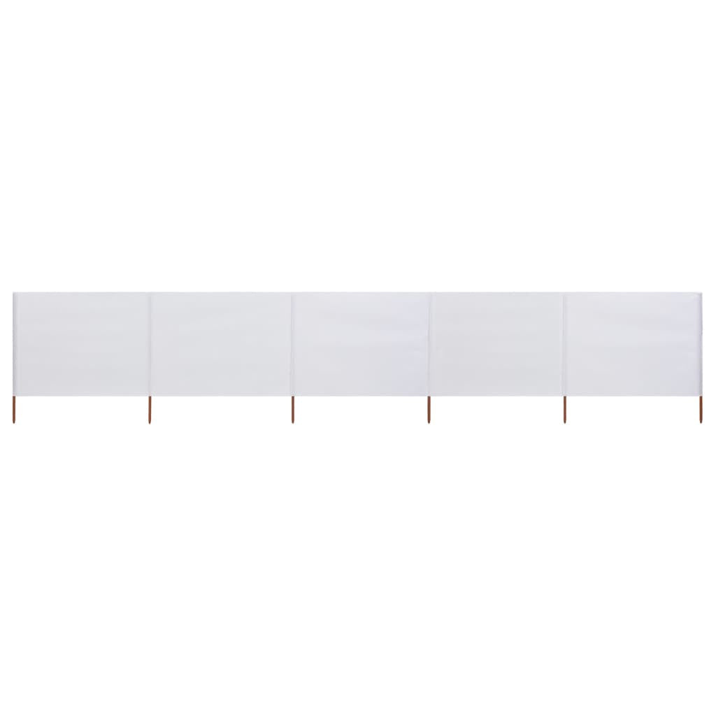 Vidaxl Paravientos De 5 Paneles Tela Blanco Arena 600x120 Cm_0