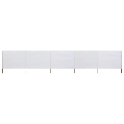 Vidaxl Paravientos De 5 Paneles Tela Blanco Arena 600x120 Cm_0