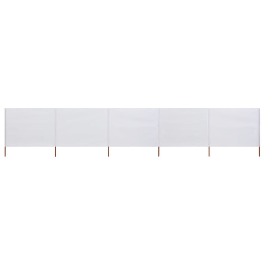 Vidaxl Paravientos De 5 Paneles Tela Blanco Arena 600x120 Cm_0