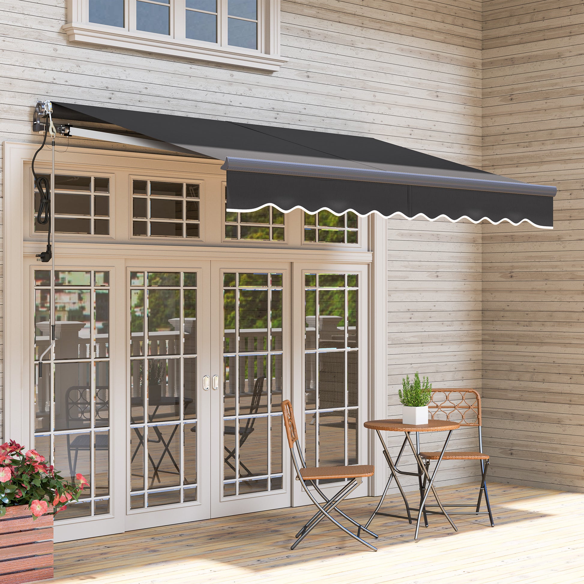 Outsunny Toldo Eléctrico Retráctil Con Mando A Distancia 3x2,5 M Gris Oscuro_3