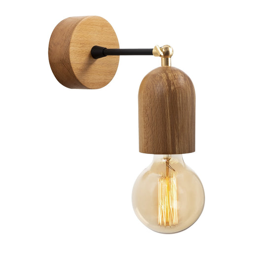 Aplique De Pared, Madera , Natural, 7x7x20, Casquillo E 27 Max 40 W_0