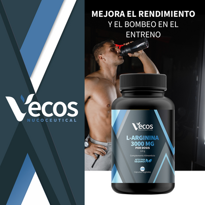 L-arginina 3000 Mg Vecos 160 Cápsulas | Rendimiento Y Fuerza Muscular | Óxido Nítrico_1