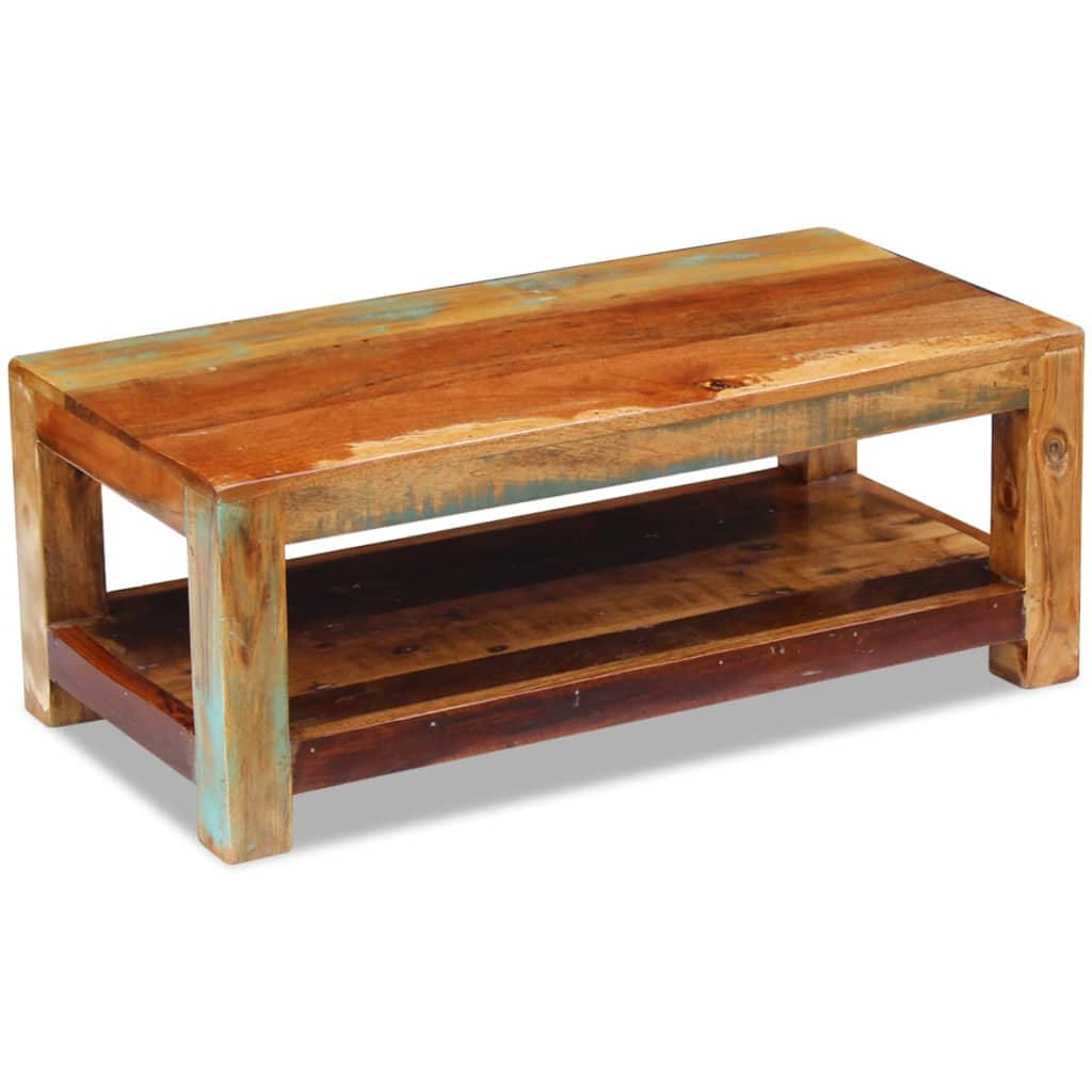 Mesa De Centro Madera Maciza Reciclada 90x45x35 Cm._3