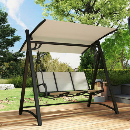 Outsunny Columpio De Jardín De 3 Plazas Con Techo Ajustable Asiento Transpirable_3